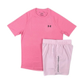 UNDER ARMOUR TECH SHORT SET - PINK/BABY PINK
