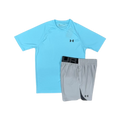 UNDER ARMOUR VELOCITY T-SHIRT / SHORT SET - SKY BLUE/GREY