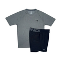 UNDER ARMOUR VELOCITY T-SHIRT / SHORT SET - GREY/BLACK