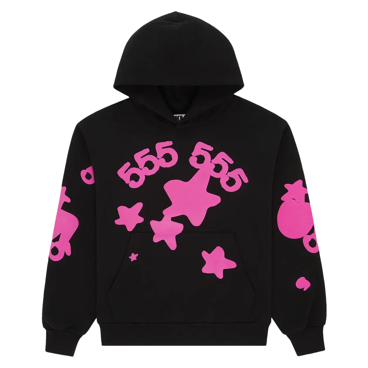 SP5DER Pink & Black Star Hoodie