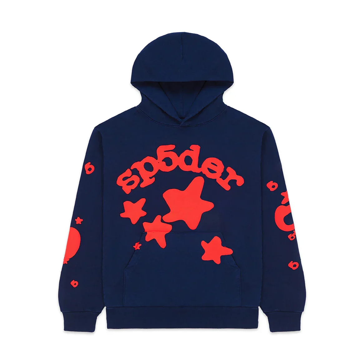 SP5DER Navy & Red Star Hoodie
