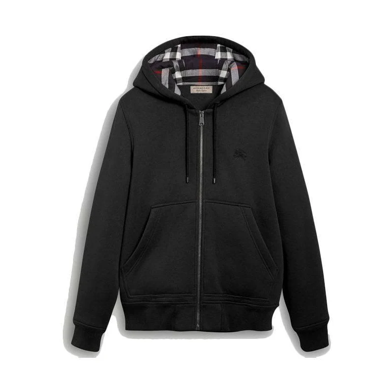 Burberry Check Zip Hoodie Black