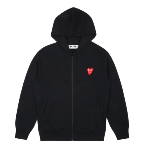 CDG Heart Zip Hoodie Black
