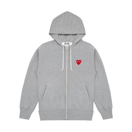 CDG Heart Zip Hoodie Grey
