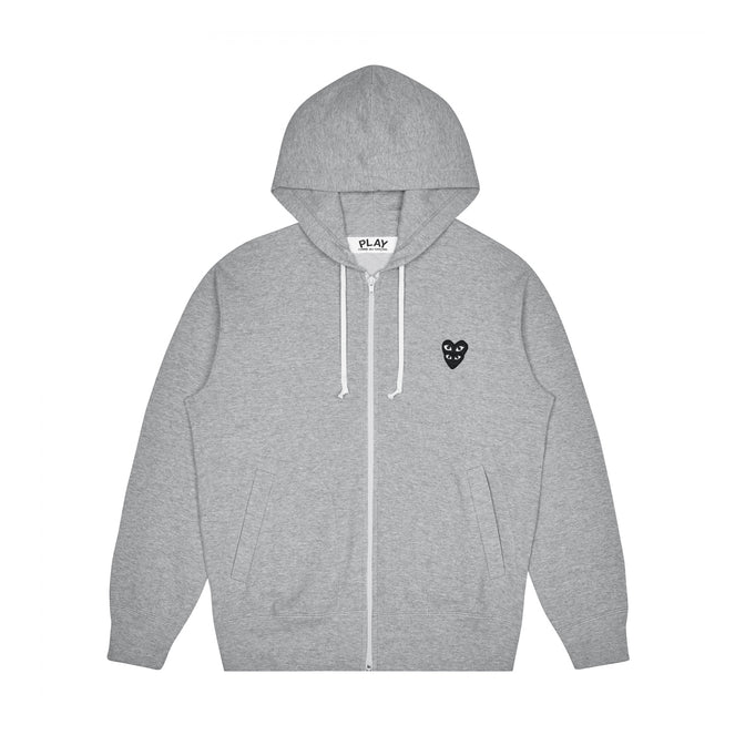 CDG Heart Zip Hoodie Grey