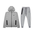 Full Zip Hoodie Joggers Set Nike Sportswear Tech Fleece Gray