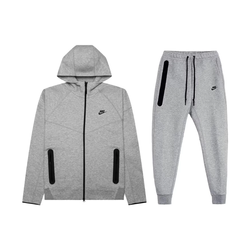 Full Zip Hoodie Joggers Set Nike Sportswear Tech Fleece Gray