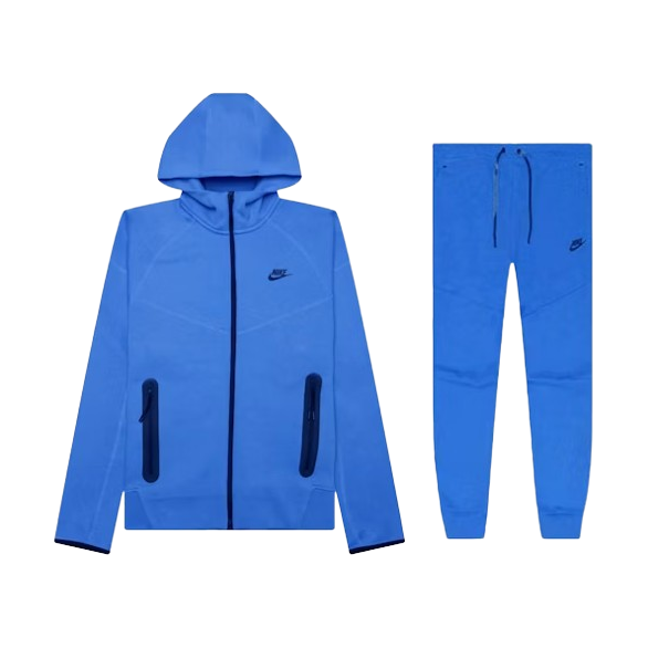 Full Zip Hoodie Joggers Set Nike Sportswear Tech Fleece Blue