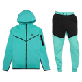 Full Zip Hoodie Joggers Set Nike Sportswear Tech Fleece Black & Blue