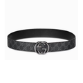 Gucci Supreme Black And Grey Belt With G Buckle