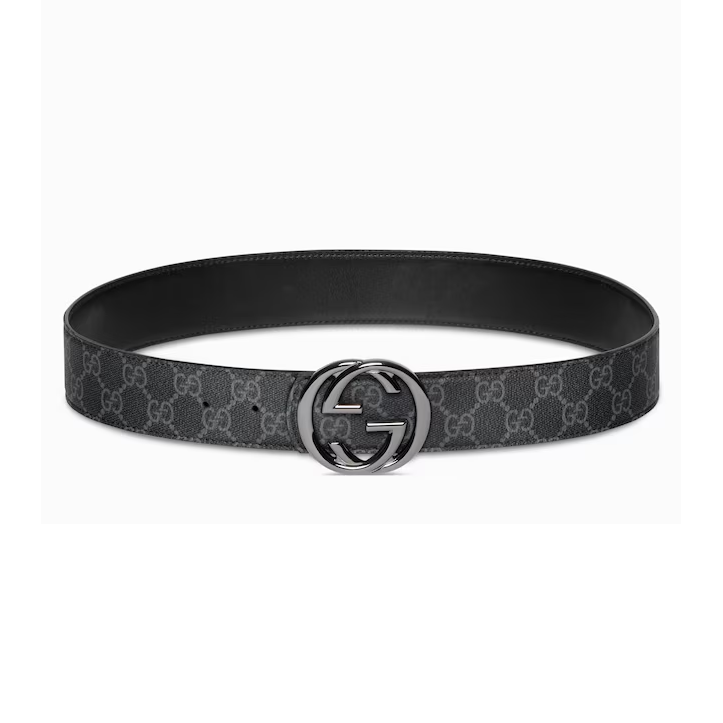 Gucci Supreme Black And Grey Belt With G Buckle