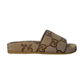 GUCCI Camel Macro GG Canvas Slide