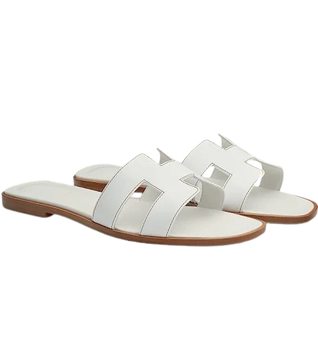 HERMES Oran sandal White & Brown