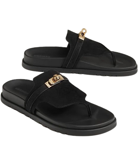 HERMES Empire sandals Black & Gold