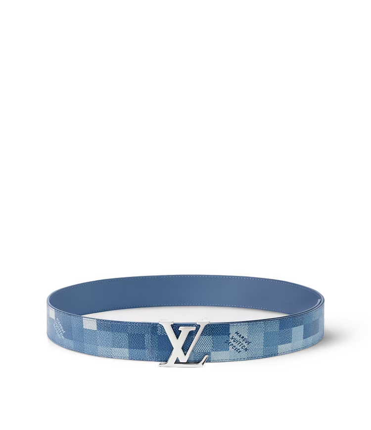 LV Initials Blue Damoflage 40MM Reversible Belt