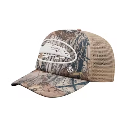 Corteiz Island Puff Print Trucker Hat Forest Camo