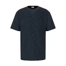 Dior Oversized Oblique T-Shirt Navy Blue Terry Cotton