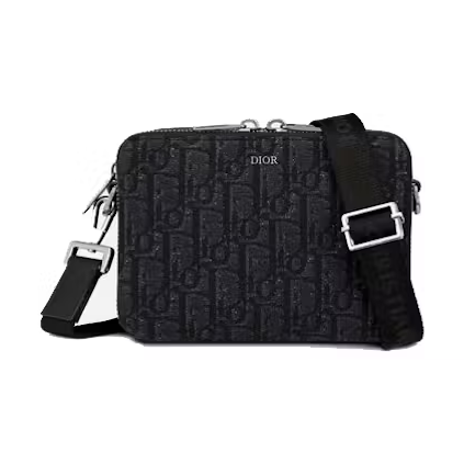 Dior Wallet with Strap Oblique Jacquard Black