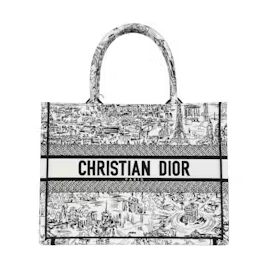Dior "Paris All Over" Medium Book Tote White/Black