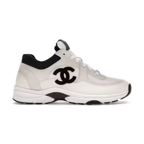 Chanel Low Top Trainer Suede White Black