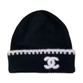 Chanel CC Logo Laciness Beanie Black/White