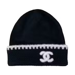 Chanel CC Logo Laciness Beanie Black/White