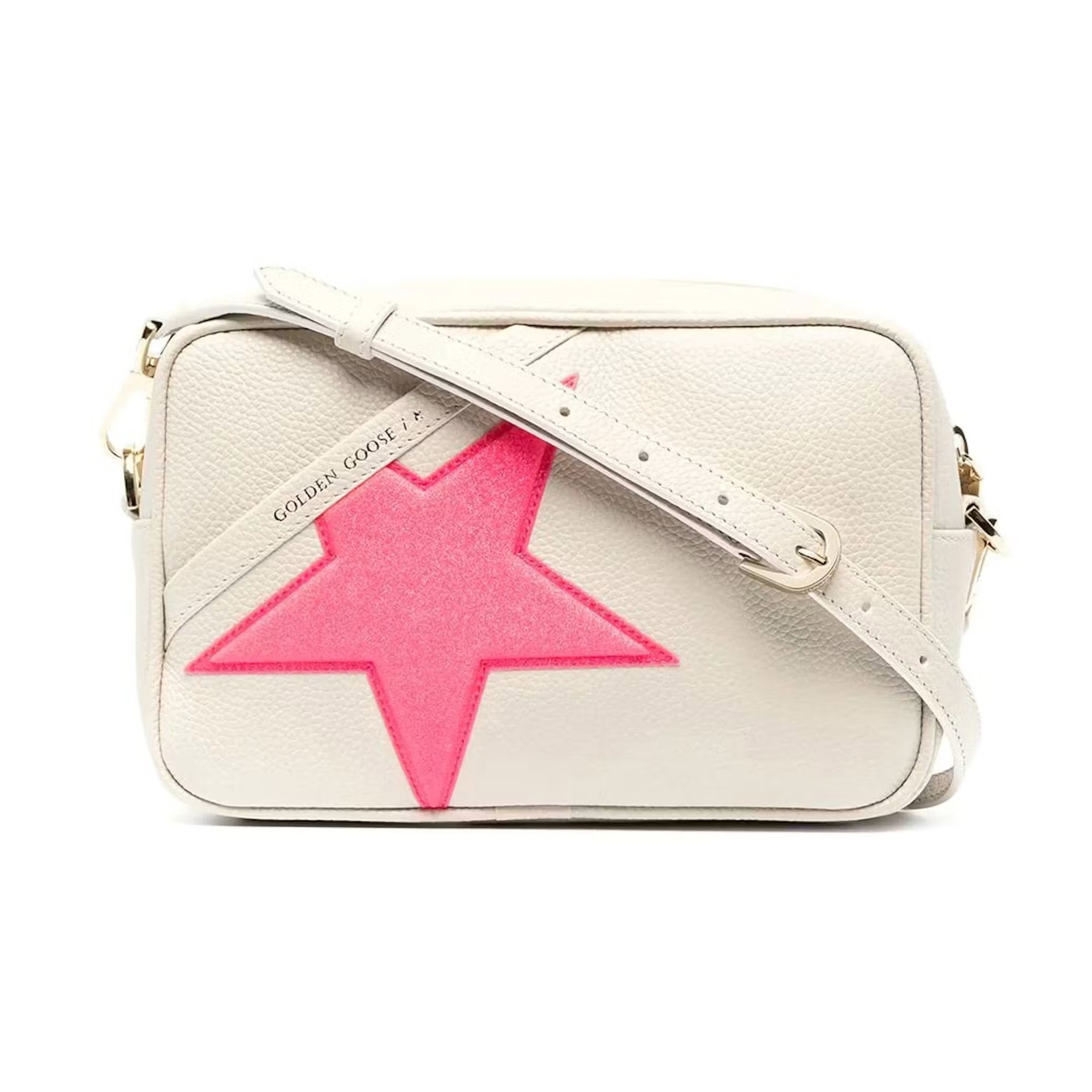Golden Goose Hammered Leather Body Star Block Shoulder Bag White