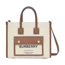 Burberry Mini Two-Tone Canvas Freya Tote Bag