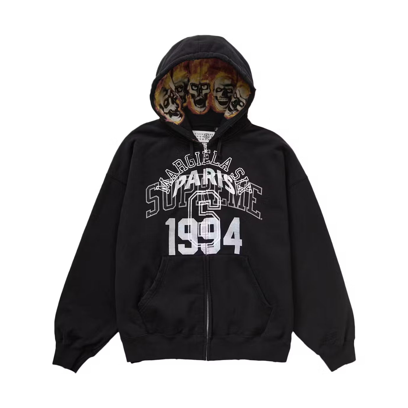 Supreme MM6 Maison Margiela Zip Up Hooded Sweatshirt Black