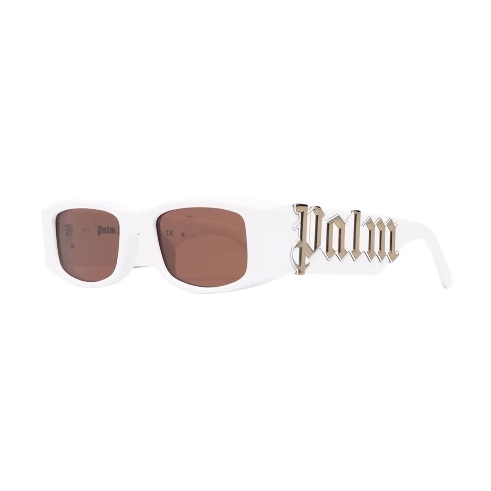 Palm Angels Angel Rectangle Frame Sunglasses White Brown