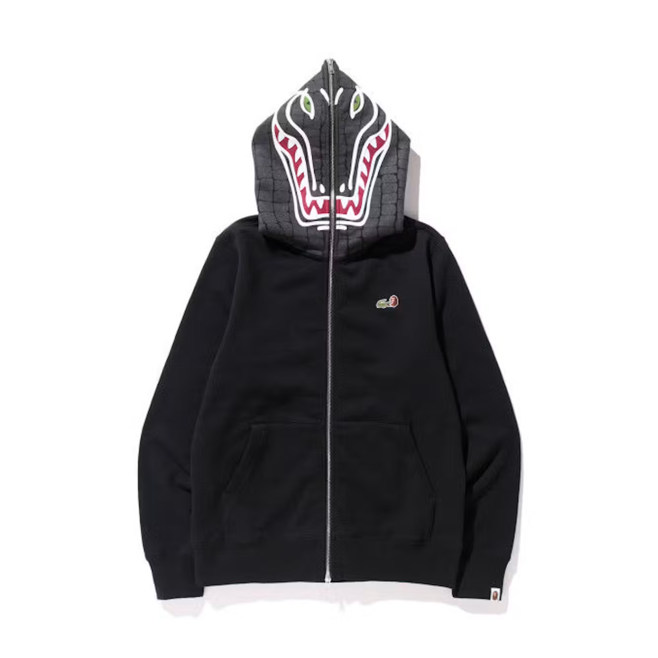 BAPE X Lacoste Aligator Full Zip Hoodie Black