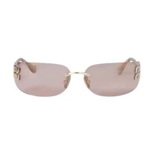 Miu Miu Irregular Sunglasses Gold Light Purple Brown