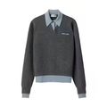Miu Miu Cashmere Wool Polo Gray/Blue Cashmere