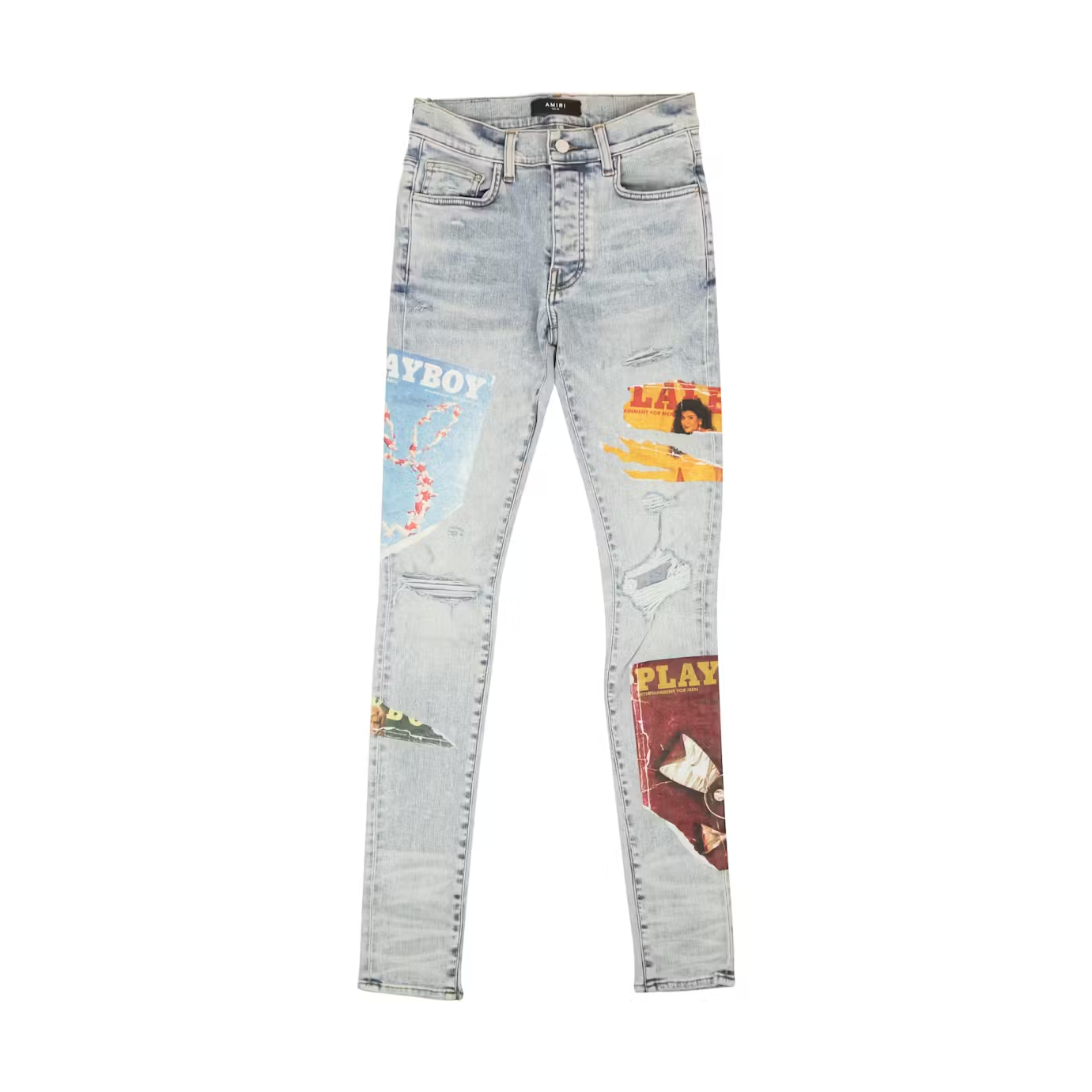 AMIRI Denim Playboy Magazine Skinny Jeans Blue