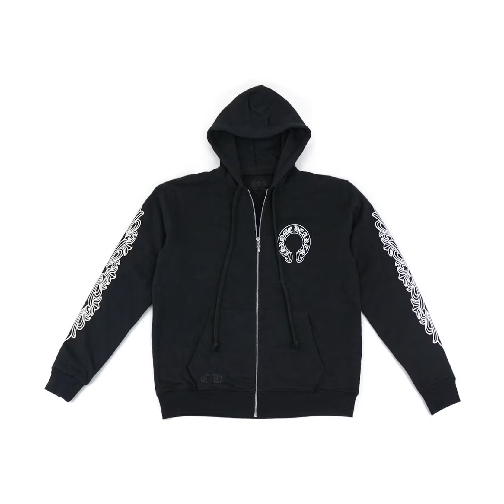 Chrome Hearts Horseshoe Floral Cross Sleeve Zip Up Hoodie