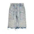 Givenchy Distressed Denim Shorts Light Blue
