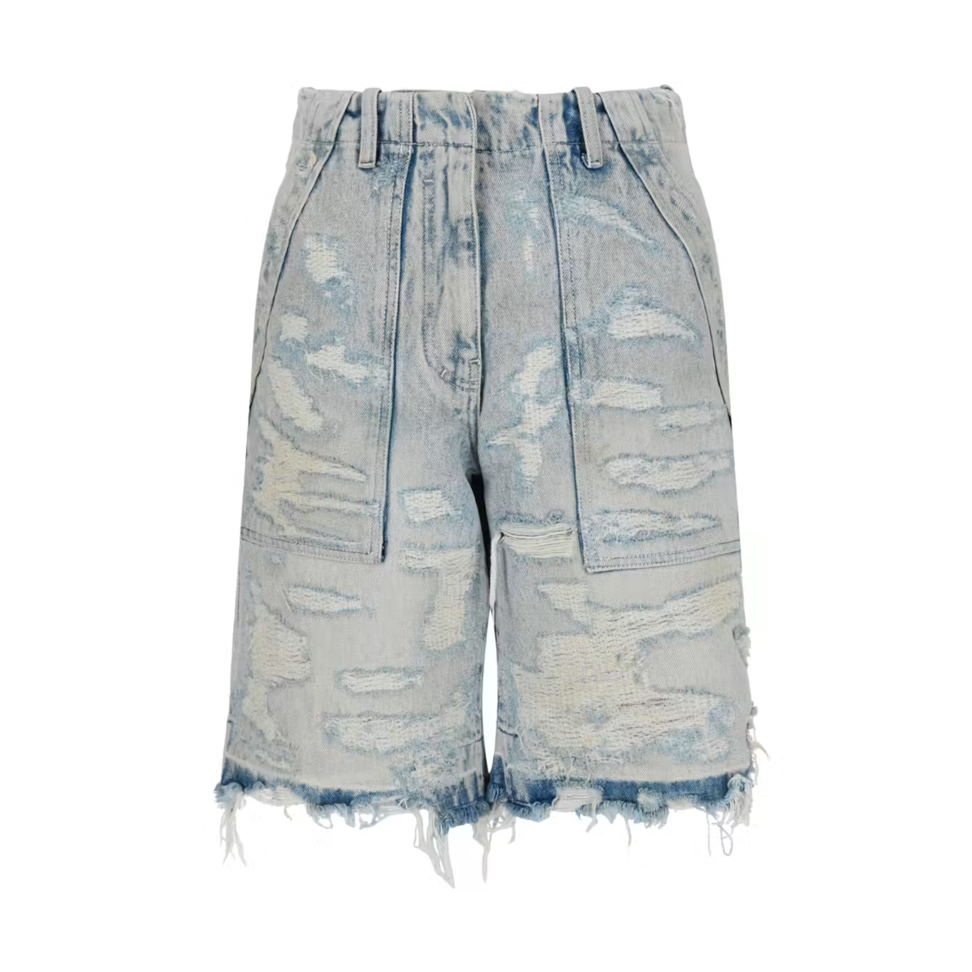 Givenchy Distressed Denim Shorts Light Blue