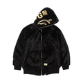 BAPE Black Collection Black & Gold Fur Leather Shark Bomber Jacket Black