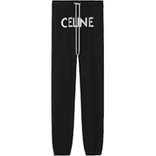 Celine Track Pants In Cotton Fleece Black/White