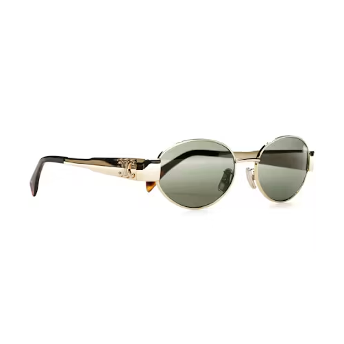 Celine Triomphe Metal Sunglasses Gold/Green