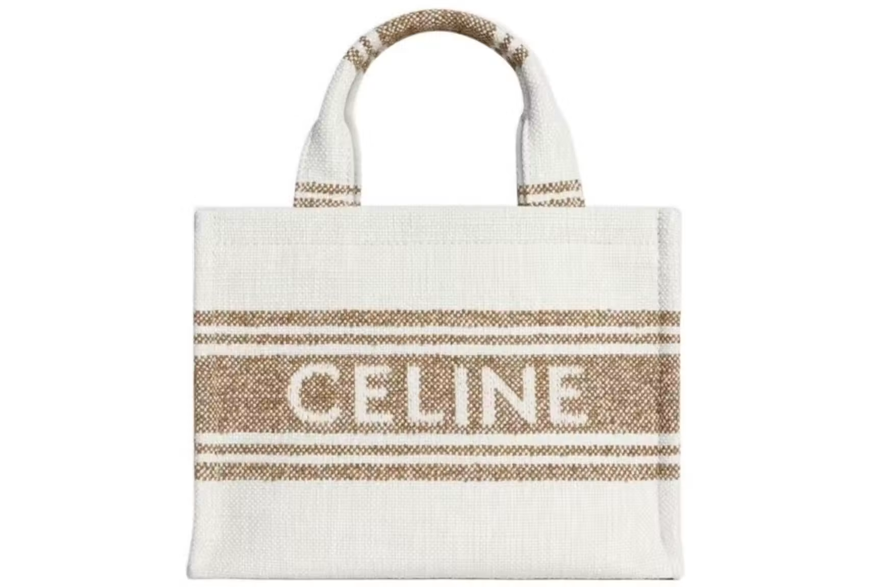 Celine Small Cabas Striped Textile with Celine Jacquard Tote Tobacco/Tan