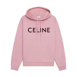 Celine Loose Cotton Sweatshirt Light Rose/Black