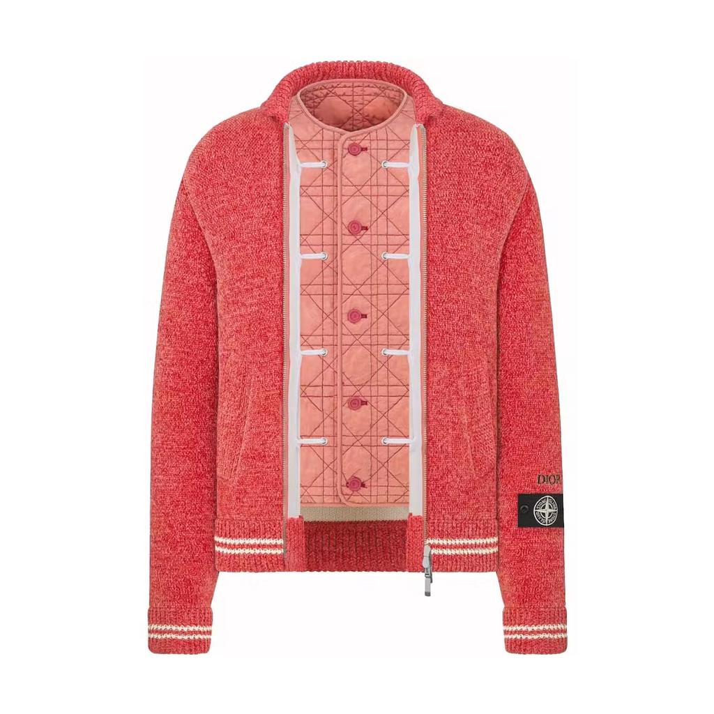 Dior x Stone Island Wool-Blend Knit Jacket Red