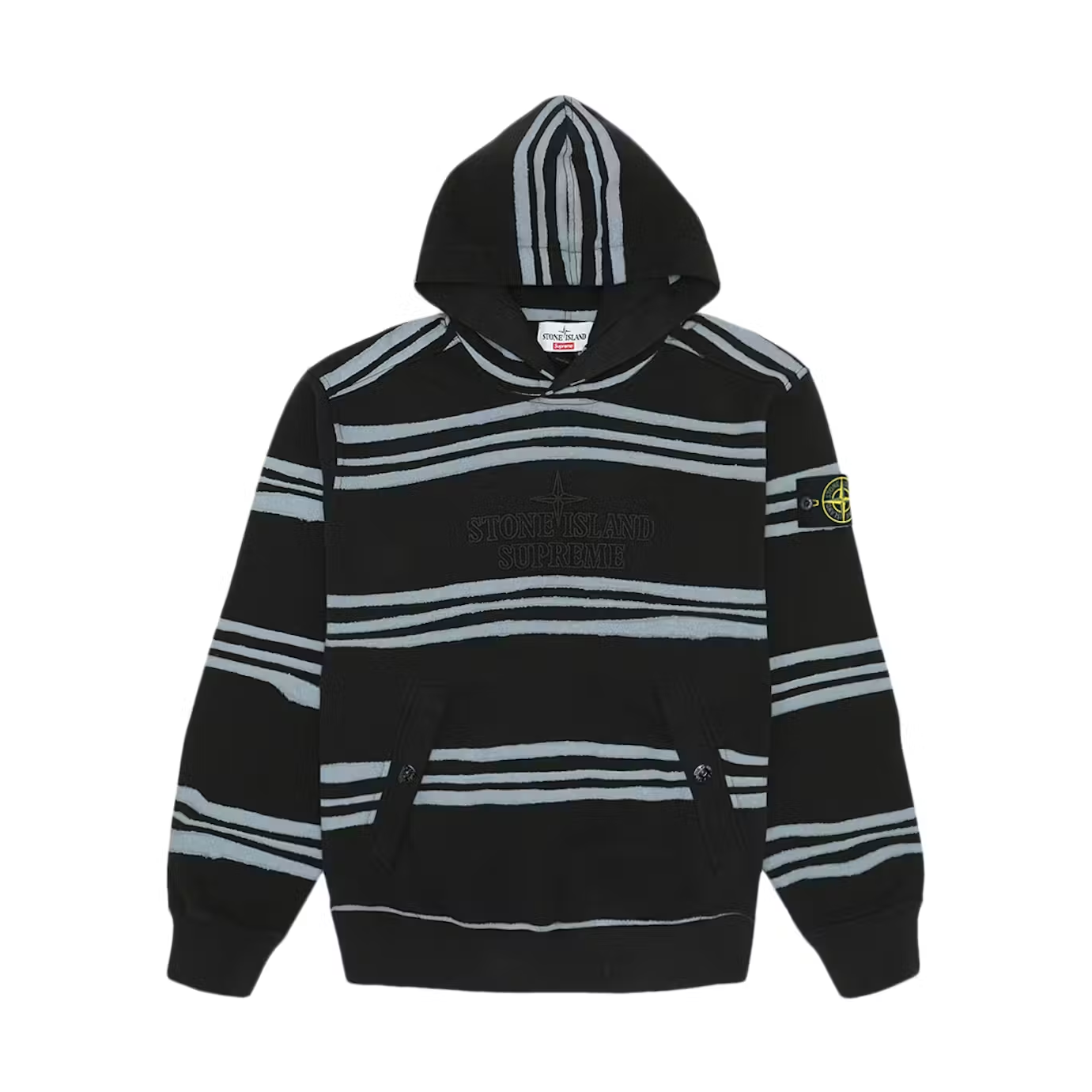 Supreme Stone Island Warp Stripe Hooded Sweatshirt Black