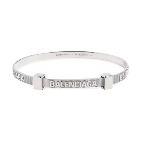 Balenciaga Logo Hoop Bracelet Silver