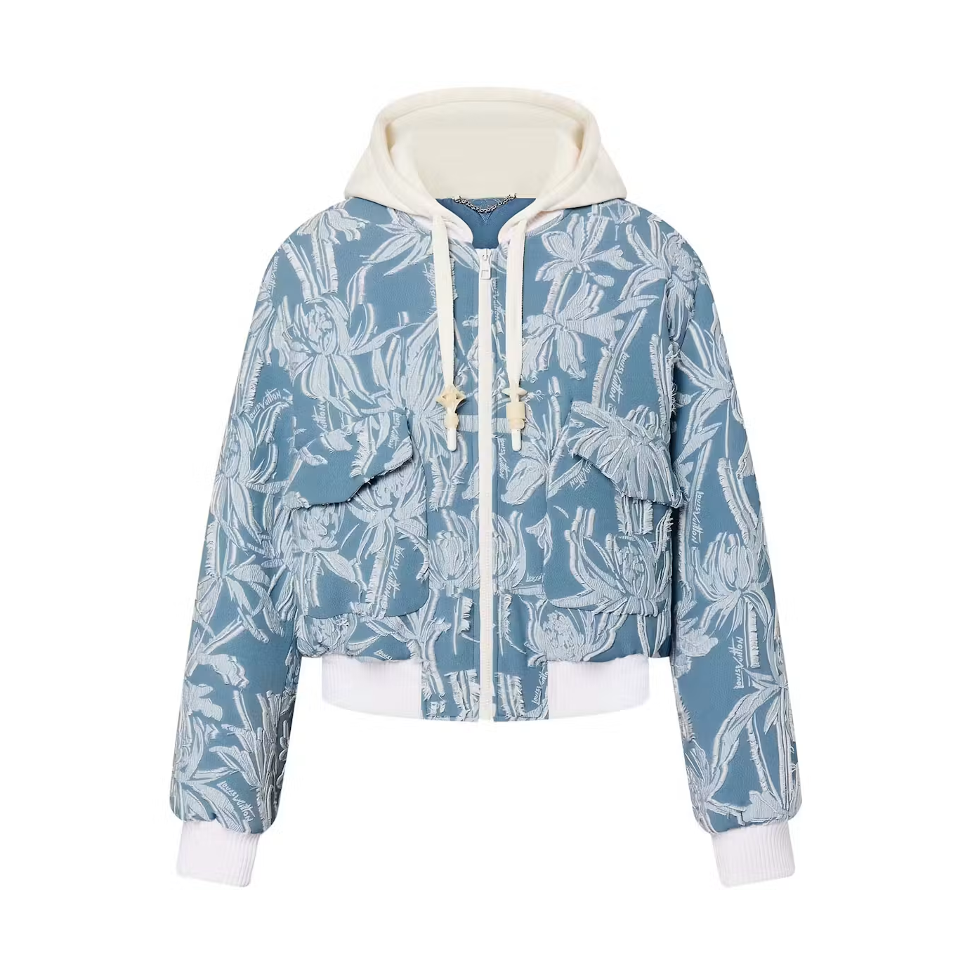 Louis Vuitton Cropped Hooded Bomber Metal Grey
