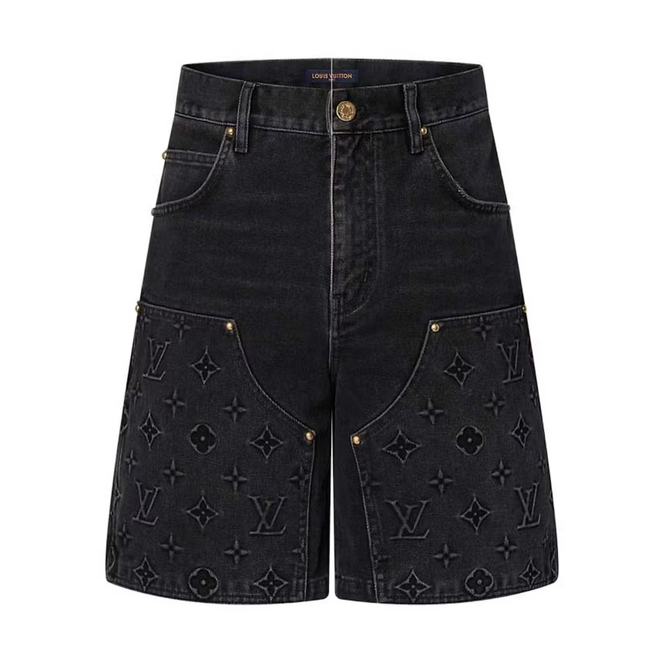 Louis Vuitton Monogram Workwear Denim Shorts Black