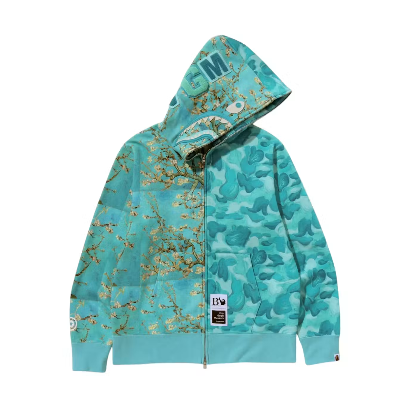 BAPE x Van Gogh Museum Shark Full Zip Hoodie Sax