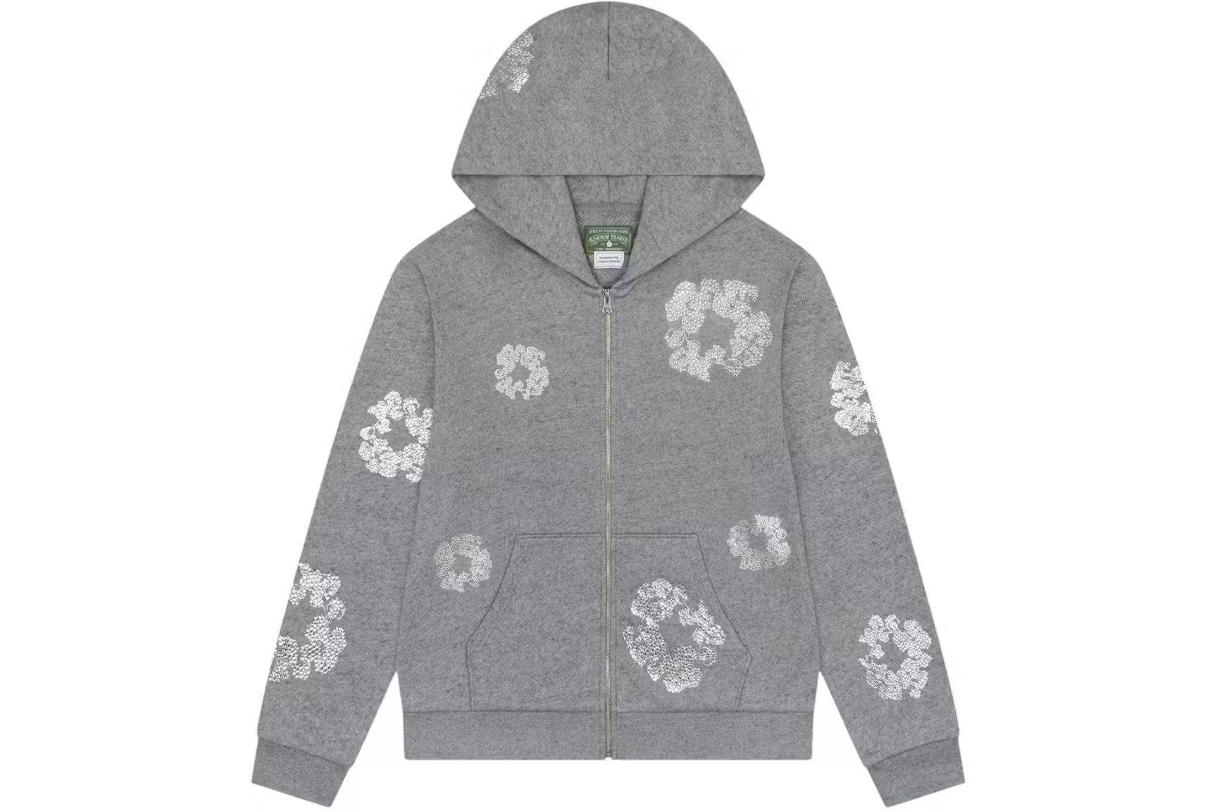 Denim Tears Cashmere Swarovski Cotton Wreath Zip Hoodie Grey