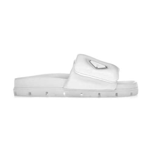 Prada Soft Padded 20mm Slide Sandal White Nappa